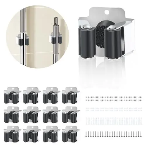 Produktbild: iuqiepo Besenhalterung Wand (12er Set), Gerätehalter, Edelstahl Gartengerätehalter, Werkzeughalter Wand Geeignet für Garten, Garage, Küche, Innen und Außenbereich Besenhalter