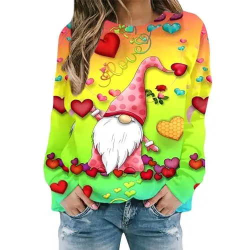 Produktbild: IUYTYSER Batik Pullover Angebote Pullover Schwarz Weiß Damen Schwarze Tunika Damen Lang T Shirt Altrosa Damen Weihnachtspullover Hunde Winter Hoodie Damen Gefuettert Damen Langarmshirt Sale Angebote