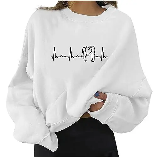 Produktbild: IUYTYSER Batik Top Damen Angebote Oversize Shirt Damen Gym Dunkelblaues Langarmshirt T Shirt Mädchen Xs Teenager Langarmshirt Teenager Weihnachts Hoodie Damen Teddypullover Angebote