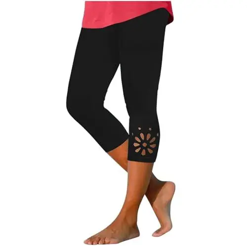 Produktbild: IUYTYSER Deals Leggings Batik Kurze Leggings Damen Baumwolle Leggins Damen Schwarz XXXL Hochgeschnittene Hosen Sport Leggings Damen Mid Waist Scrunch Butt Leggings Kurz Deals Hosen 3Er Pack
