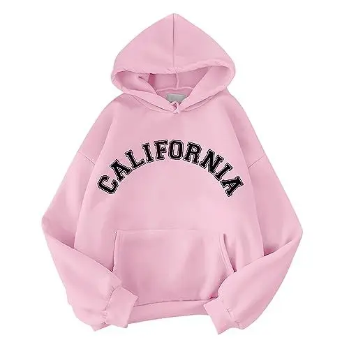 Produktbild: IUYTYSER Jacke Pink Damen Sale Tshirt Damen Mit Druck Sweat Shirt Hellblau Coole Sachen Mädchen Tiktok Trend Sachen 2024 Fleece Hausanzug Damen Hoodie Damen Peach