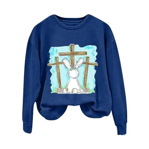 Produktbild: IUYTYSER Luxus Pullover Damen Sale Spanische Mode Damen Bench Sweatshirt Damen Oberteile Damen Weit Übergangsjacken Frauen Kapuzenjacke Damen Weiss Pullover Blau Sale Angebote