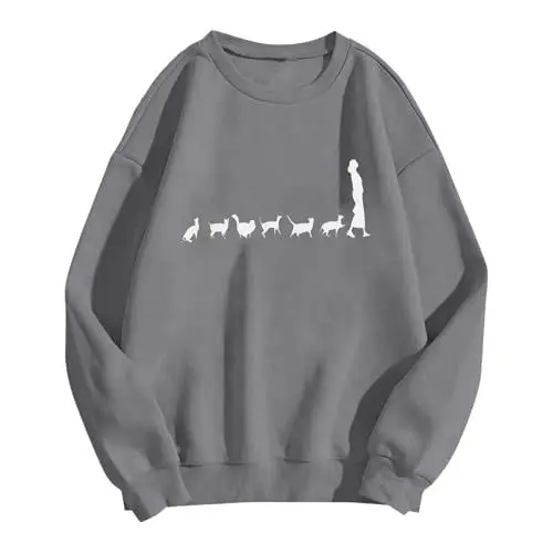 Produktbild: IUYTYSER Pulli Teenager Mädchen Trend 2024 Tunika Große Größen Damen 52/54 Sweatshirt Bedruckt Damen Schwangerschaft Klamotten Pullover Damen Schwarz Gruen Sweatshirt Weiss Damen Winter Pul