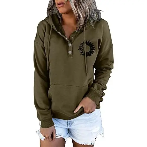 Produktbild: IUYTYSER Shirt V Ausschnitt Sale Gefütterter Pullover Damen Jacke Leopardenmuster Pullover Teenager Maedchen Pulli Teenager Maedchen Trend 2024 Gruener Oversize Hoodie Kurzer Hoodie Angebote