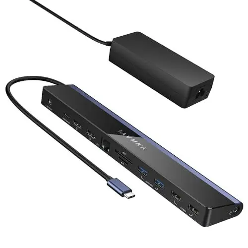Produktbild: iVANKY 12-in-1 Laptop Docking Station USB C mit 100W-Netzteil, 4K@60Hz Dual Monitore Dockingstation für Windows, Lenovo, Thinkpad, Dell, HP, ASUS, Surface usw.