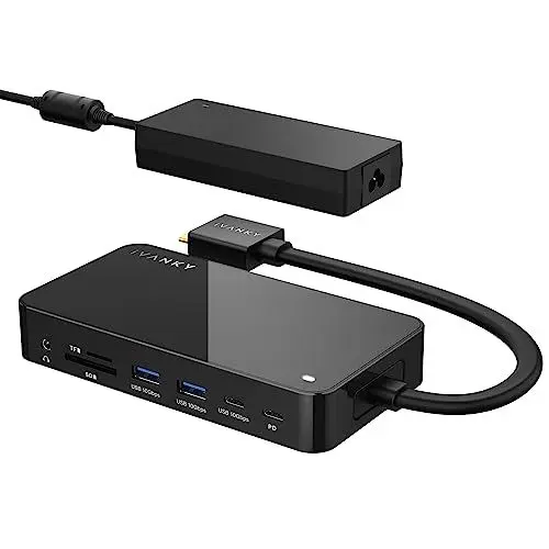 Produktbild: iVANKY 12-in-2 FusionDock 1+ MacBook Docking Station USB C mit 180W-Netzteil, 2*HDMI 2.0, 10Gbps USB, 2.5GbE, 96W PD, SD/TF 4.0, Audio