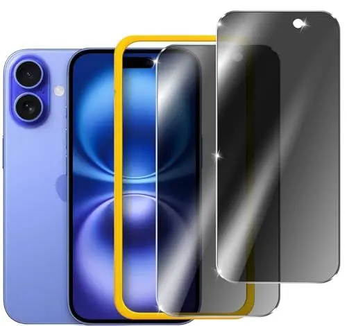 Produktbild: ivoler 2 Stück Sichtschutz für iPhone 15 / iPhone 16 6.1 Zoll, Anti-Spähen Gehärtetes Glas Schutzfolie mit Einfaches Installationswerkzeug, HD Blickschutzfolie, 9H Härte, Anti-Kratzer, Stoßfest