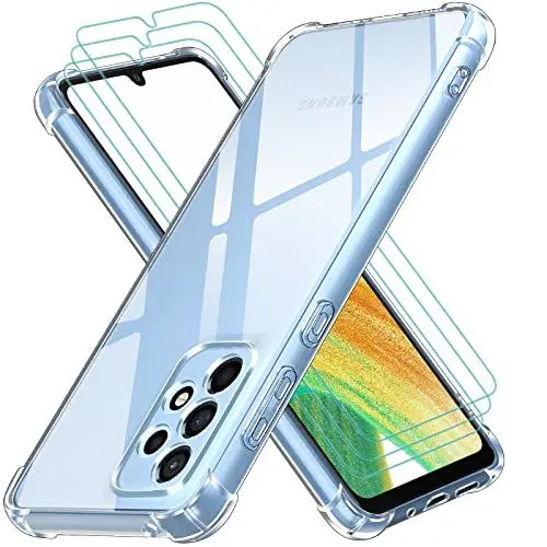 Produktbild: ivoler Klar Hülle für Samsung Galaxy A33 5G mit 3 Stück Panzer Schutz Glas, Dünne Weiche TPU Silikon Transparent Stoßfest Schutzhülle Durchsichtige Kratzfest Handyhülle Case