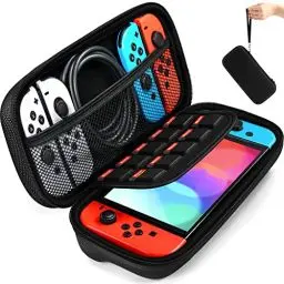 Produktbild: ivoler Tasche Kompatibel mit Nintendo Switch/Nintendo Switch OLED, Portable Protective Hard Shell Tragetasche Hülle mit Speicherplatz für 20 Spiele, und anderes Zubehör