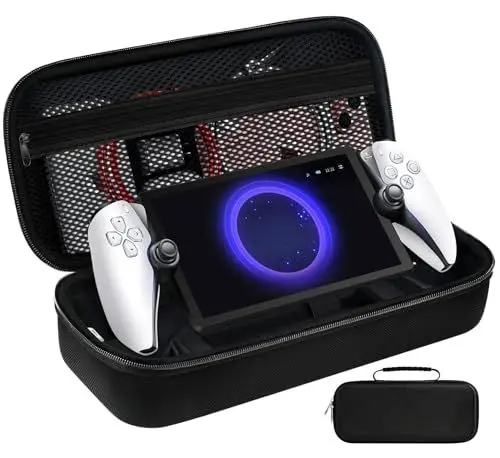 Produktbild: ivoler Tasche Kompatibel mit Playstation Portal Remote Player, Deluxe Harte Tragetasche Hülle Case mit schützender Aufbewahrungstasche aus Netzstoff für Playstation Portal (Anti-Drop) -Schwarz
