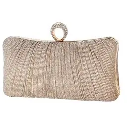 Produktbild: iwish Damen Clutch, Gold Elegante Kettentasche Tasche Clutch Bag, Hochzeit Wedding Prom Party Handtasche Crossbody Schultertasche klein Umhängetasche