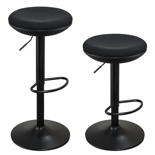 Produktbild: IWMH Barhocker 2er Set, Höhenverstellbar Barstühle,Drehbare Barhocker,Küchenhocker mit Rückenlehne für Küche,Hausbar, Bar und Theke (Schwarz)