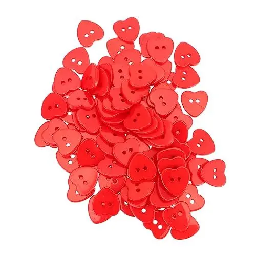Produktbild: IWOWHERO 100Stücke Herzform Knöpfe aus Rote Diy Bastelknöpfe für Kreative Projekte Nähen und Dekoration Vielseitige Bastelaccessoires für Kleidung und Scrapbooking