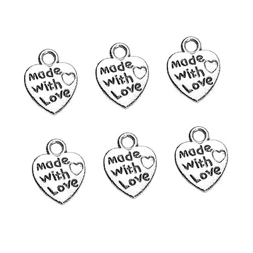 Produktbild: IWOWHERO 100St Schmuckanhänger verkleidungsaccessoires decorative accessories Schlüsselanhänger Schmuckbasteln Schmuckdesign Herz-Abstandsperlen antiker Herzanhänger Herz-Anhänger Silver