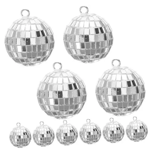 Produktbild: IWOWHERO 10 Stücke Spiegel Disco Ornamente Hängende Dekorationen Für Hof Disco Dekorationen Für Home Reflektierende Garten