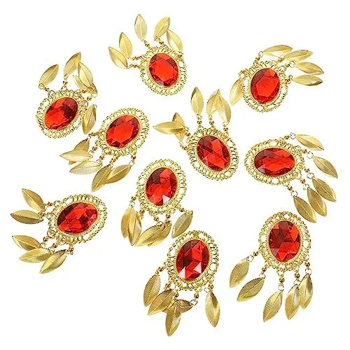 Produktbild: IWOWHERO 10st Klebrige Edelsteine Anhängerdekor Strass-anhänger Rote Edelsteinflecken Taschenanhänger Edelstein-charme Goldene Der Kleideranpassung Kleidung Schmuck Metall Braut