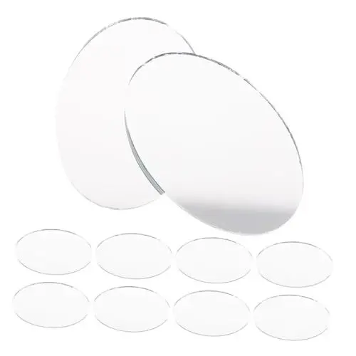 Produktbild: IWOWHERO 10stücke Ovaler Glas-Mirror Lens DIY Kosmetikspiegel Leichte Spiegelfolie Für Bastelprojekte Wanddeko Hochzeitsdekorationen