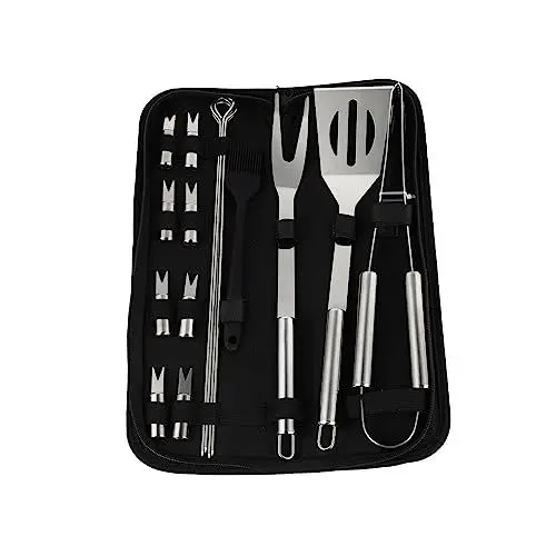 Produktbild: IWOWHERO Unverzichtbares Kochset Für Draußen – 16-teiliges Grillbesteck-Set Aus Edelstahl Für Das Grillen
