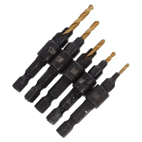 Produktbild: IWOWHERO 5-teiliges Holzbearbeitungs-Splitter-Bohrer-Set Metall-Bohrer-Set Brad-Point-Bohrer für das Holzbearbeitungs-Tool-Kit