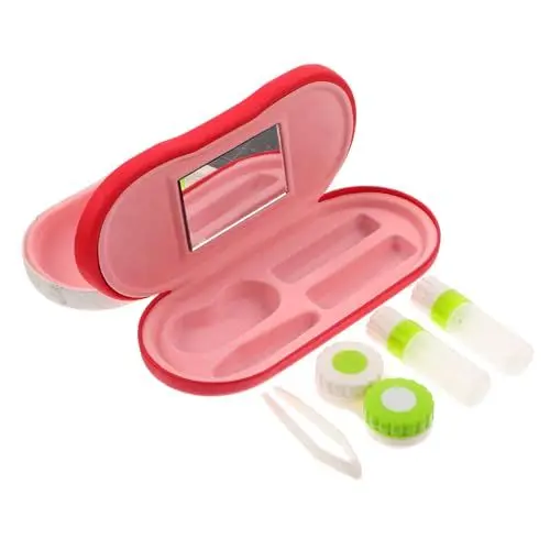 Produktbild: IWOWHERO 1 Satz Doppellagiges Brillenetui Aufbewahrungsbox Für Brillen Reise-objektivkoffer-kit Sonnenbrillenetui Mini-linsenbad Linsenpinzette Glas Damen Digitales Drucken Beflocktes Tuch