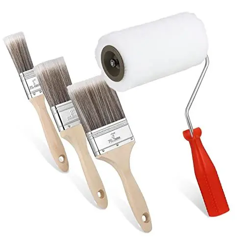 Produktbild: IWOWHERO 1 Satz Pinsel Farbrollerbürste malerrolle Holzgriffbürsten Malset Farbroller-Kit Wohnung Werkzeug Farbroller-Set Malerei Wandmalrolle schwer Suite Klemme malen Kleber Baumwollfaden