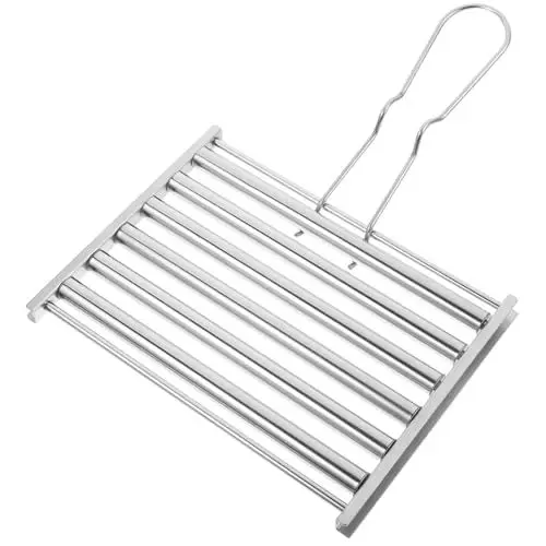 Produktbild: IWOWHERO 1 Satz Wurstgrill edelstahlgrill kaminofen grillpresse Grillständer für den Außenbereich Outdoor-Grillständer Grillrolle für Camping Wurstroller aus Metall Rostfreier Stahl Silver