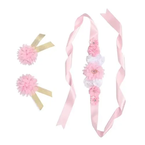 Produktbild: 1 Set Umstandsgürtel Sets Für Neugeborene Brautgürtel Für Hochzeitskleid Taillengürtel Schwangerschaft Fotoshooting Braut Schärpengürtel Hochzeitsdusche Schärpe IWOWHERO