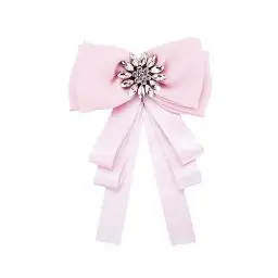 Produktbild: IWOWHERO Dekorative Bowknot Brosche mit Strasssteinen für Damen Pinke Schleifenbrosche Pin für Hemd Kleid und Bluse Perfekt für Hochzeiten und Partys