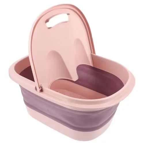 Produktbild: IWOWHERO 1stk Fußbad Pediküre Schüssel Fußmassage Eimer Camping-waschbecken Fußbecken Waschen Füße Badewanne Fußbecken Zu Hause Pediküre Wanne Fußsprudelbad Fuß Eimer Heim Rosa Kieselgel