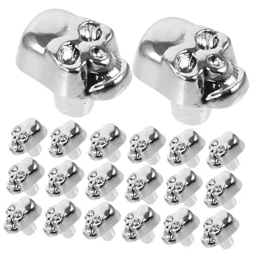 Produktbild: IWOWHERO 20St Schädelnieten Armbänder Taschennieten halloween dekoration halloween-dekoration Outfit schmücken Geisternietbolzen Tasche Zubehör Geisterkopf Kleidung Base Zucht