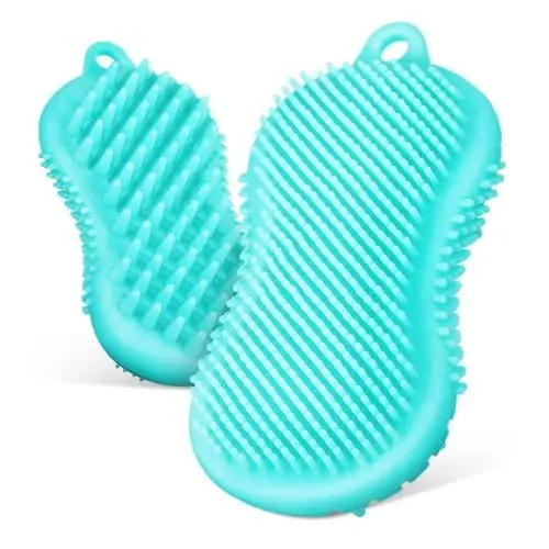 Produktbild: IWOWHERO 2St Silikonbürste Körpertrockenbürste Dusche Luffa Wannenreinigungsbürste körperbürste peeling bürste Haarbürste zum Schrubben der Kopfhaut Silikon-Shampoo-Bürste Kieselgel