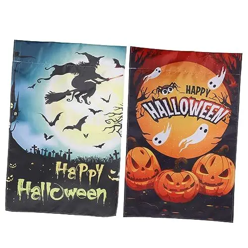 Produktbild: IWOWHERO Halloween-dekoration Hofflagge Doppelseitig Kürbis-hängeflagge 2er-set Für Partydekorationen