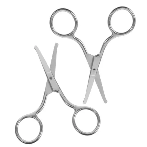 Produktbild: IWOWHERO 2st Schönheit Schere Nagelschere Beauty-gesichtsschere Gesichtshaarschneider Haarschneidemaschine Werkzeuge Zur Gesichtspflege Gesichtstrimmer Mini-schere Silver Rostfreier Stahl