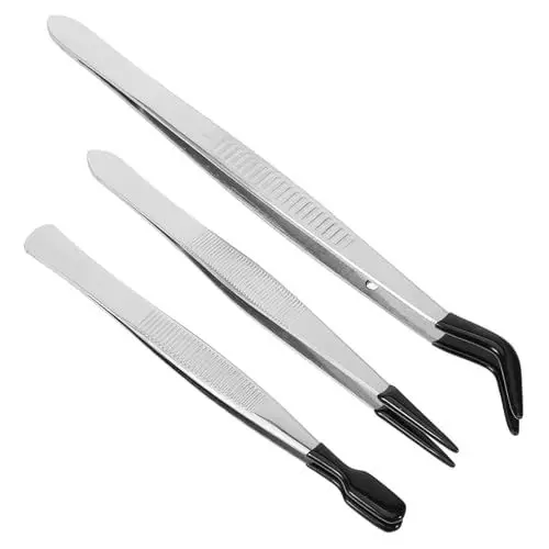 Produktbild: IWOWHERO 3 Stück Stempelpinzette Gefälschte Wimpernpinzette Gefälschte Wimpernpinzette Aufkleberpinzette Münzpinzette Stempelpinzette Hobbypinzette Briefmarkensammlerpinzette