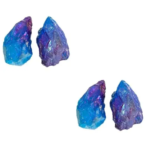 Produktbild: IWOWHERO 4 Stück Kristallsäule Raue Tischdekoration Rohstein Schmuck DIY Material Bunte Edelsteinkristalle Bergfarbe Kristalldekor Natürliche Kristallsäule Rohstein