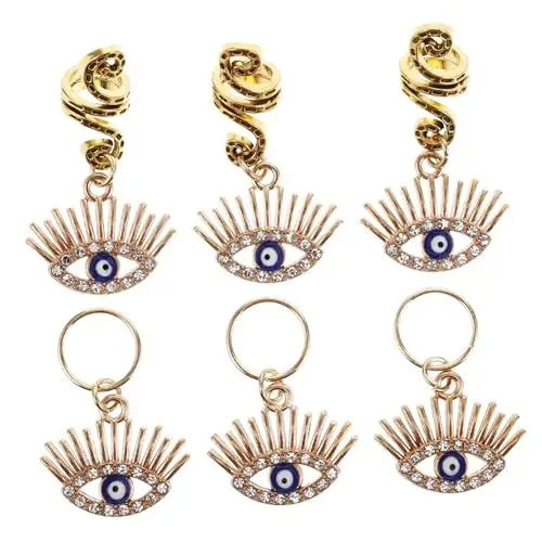 Produktbild: IWOWHERO Elegante Schlangengeflecht-ohrclips Mit Bösem Blick-design Haarperlen-schmuckset Für Damen Modisches Accessoire