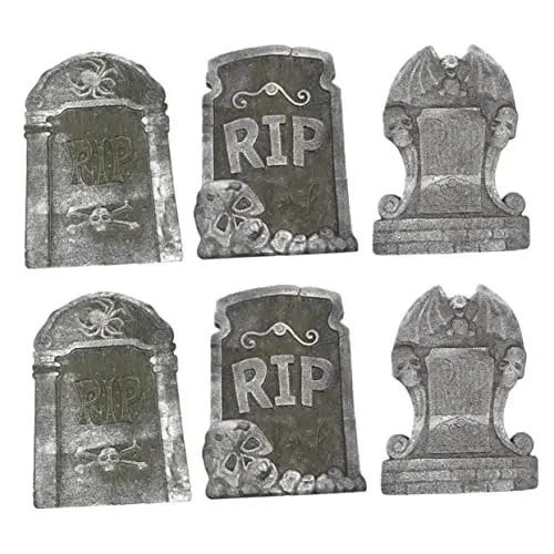 Produktbild: IWOWHERO Grabstein-Requisiten-Set 6-teilig Skelett Halloween-Dekoration einzigartiges -Handwerk für die Garten- und Bar-Landschaft