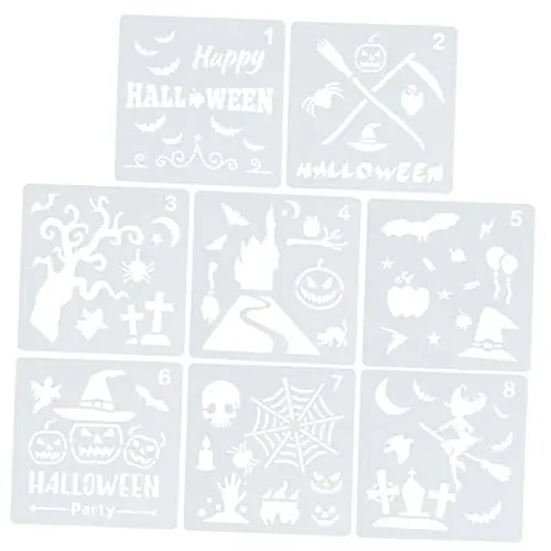 Produktbild: IWOWHERO 8 Stück Halloween Zeichenvorlage Gesichtsbemalungsschablonen Halloween Schablonen Zum Basteln Gesichtsbemalungsset Für Halloween Symbolschablonen Leuchtende Aufkleber