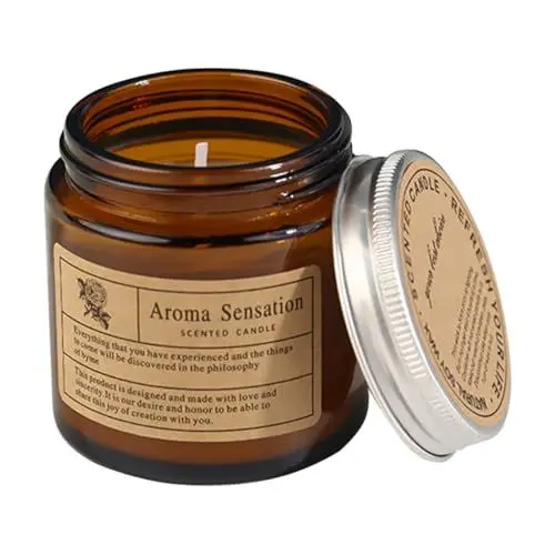 Produktbild: IWOWHERO 80ML handgefertigte Pflanzenwachs braune Duftkerze Rose Sandelholz Duftkerzen für Zuhause Kerze rauchfrei