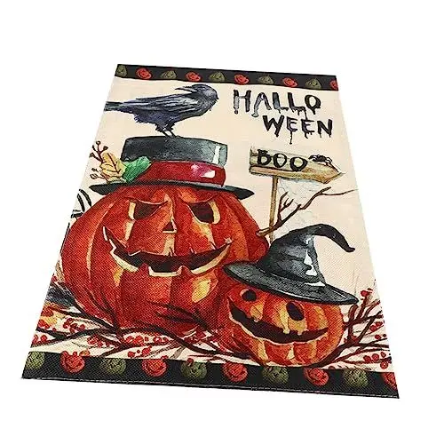 Produktbild: IWOWHERO Gartenbanner Gartenflaggen Halloween Dekoration Outdoor Halloween Flagge Bauernhaus Deko Flagge Halloween Banner Garten Bedruckte Gartenflagge Außendekoration Aus Buntem