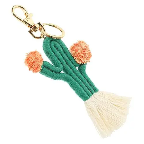 Produktbild: IWOWHERO Kaktus-schlüsselanhänger Handgefertigter Schlüsselanhänger Makramee-schlüsselanhänger Geschenkschmuck Für Kaktus Schlüsselanhänger Süßigkeitentasche Damen Zinklegierung Anlage