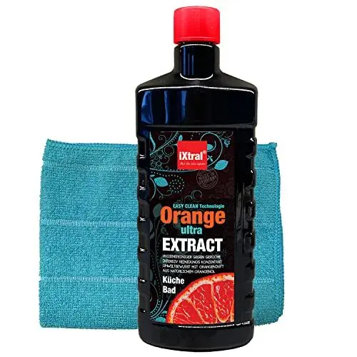 Produktbild: iXtral® Orangenreiniger Reiniger-Konzentrat 1:1000 natürlicher Orangenduft für Küche Bad außergewöhnlich effektiver Hygienereiniger auch Großküchen, fettlösend, kalklösend, ergiebig