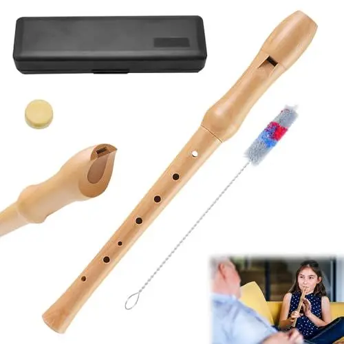 Produktbild: IXYHKB Blockflöte Kinder, Flöte Kinder aus Holz, Blockflöte Lernen für Kinder, Blockflöte Holz Set mit Kasten, Wischerstab, Korkfett, 8-Loch Holzblockflöte Deutsche Griffweise für Kinder Erwachsene