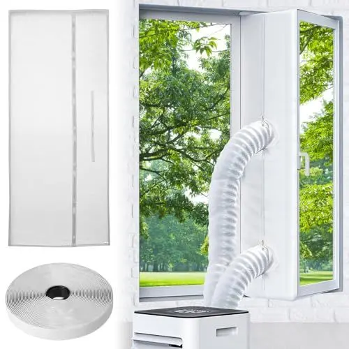 Produktbild: IXYHKB Fensterabdichtung für Mobile Klimageräte, Fensterabdichtung Klimaanlage mit Reißverschluss, Fensteradapter für Mobile Klimageräte, Fensterabdichtung für Einflügelige Fenster Dachfenster
