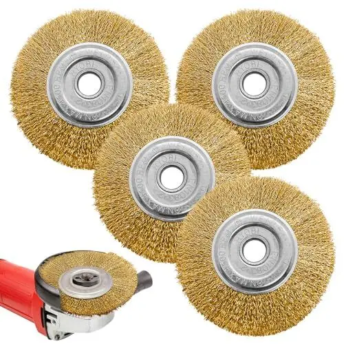 Produktbild: IXYHKB Fugenbürste für Gloria, 4er Set Stahldraht-Fugenbürste Kompatibel mit Gloria, Multibrush Fugenbürste Messingbürste zur Fugenreinigung Unkraut Moos Steinen, 11.5 cm Durchmesser