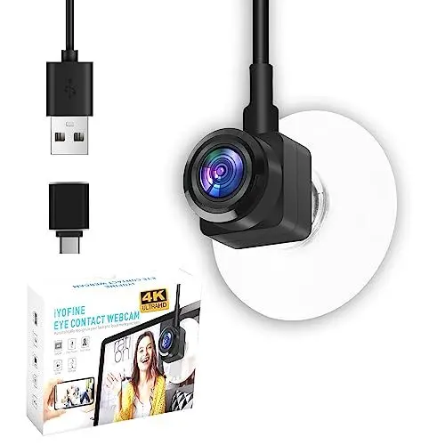 Produktbild: IYOFINE Eye to Cam 3 Webcam 4K mit Saugnapf im mittleren Bildschirm, 8MP IMX179 CMOS, Zoomobjektiv, Autofokus-Kamera, schaffen Sie eine positive Verbindung bei jedem Anruf/Konferenz.