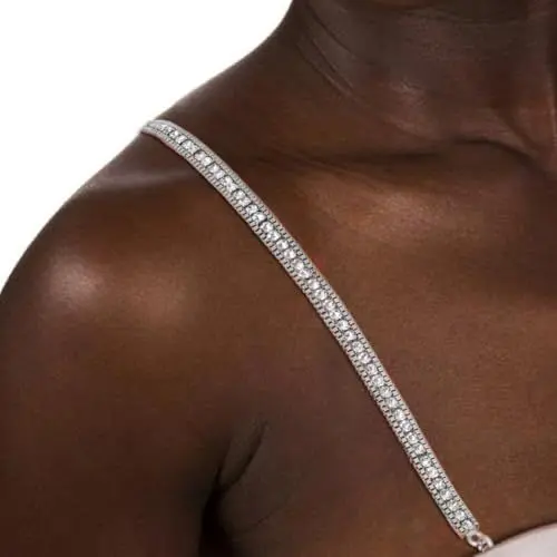Produktbild: IYOU Kristall-BH-Träger für Damen, silberfarben, glänzend, Strass, Schulterriemen, Nachtclub, Party, BH, Unterwäsche, Körperzubehör für rückenfreies Kleid (1 Paar), silber