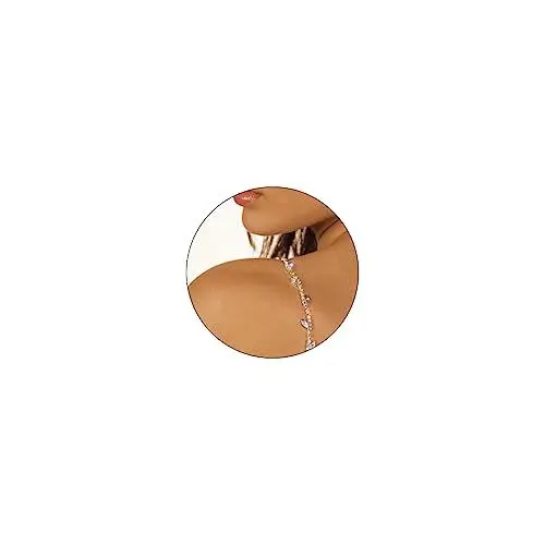 Produktbild: IYOU Damen Kristall BH Träger Silber Blatt BH Schultergurt Glitzer Strass BH Unterwäsche Träger Nachtclub Party Körperzubehör für BH Tops Kleid (2 Stück)