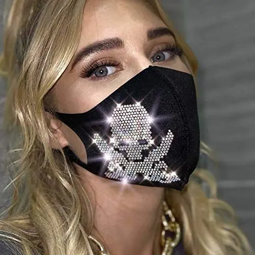 Produktbild: IYOU Glänzende Kristall Maskerade Maske Schwarz Sparkly Strass Gesichtsmasken Bling Ball Party Mundabdeckung Halloween Genie Kostüm Glitter Dekoration Maske Schmuck für Frauen und Mädchen