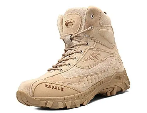 Produktbild: IYVW 523 A Herren Wanderschuhe High Top Trekking-Schuhe Rutschfeste Atmungsaktive Wanderschuhe Trekking-Sneaker Kampfstiefel Wüstengelb 41EU